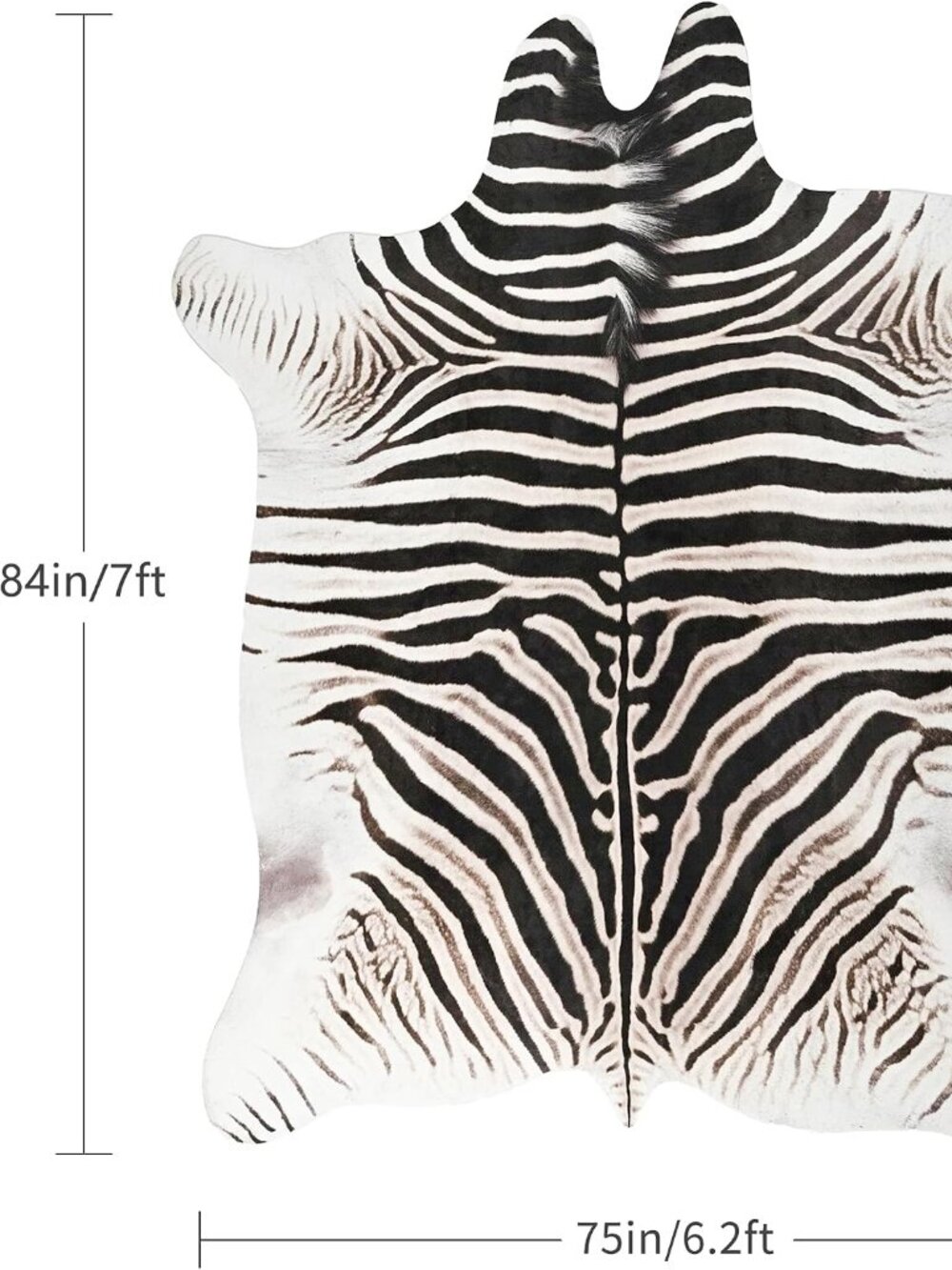 Faux Zebra Cowhide Rug 6.2*7ft - Picture 2 of 8